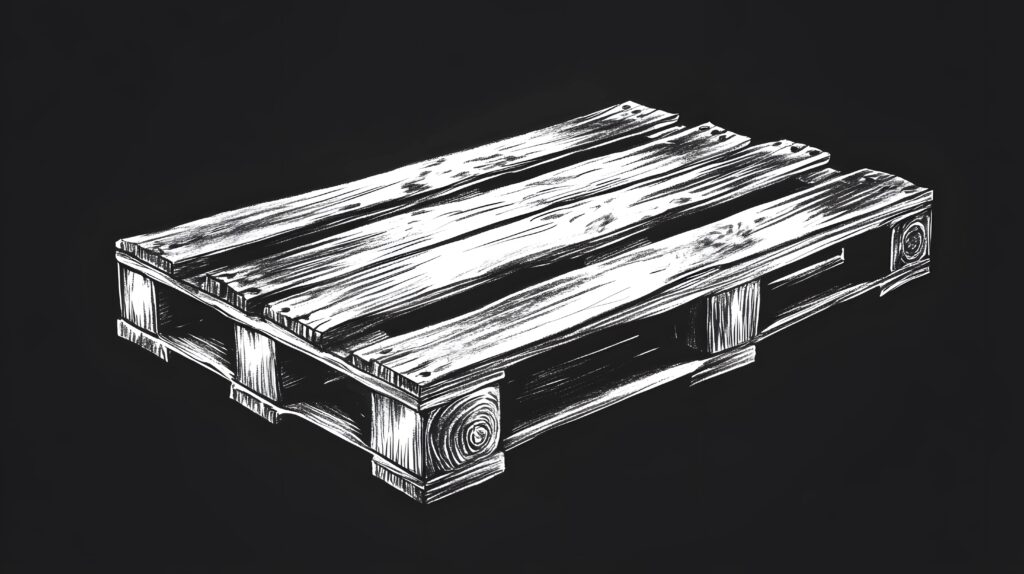 Monochromatic illustration of a wooden pallet.