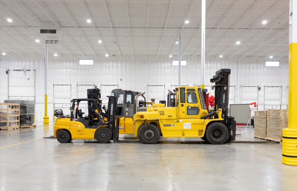 Rigging equipment on Manor facility floor